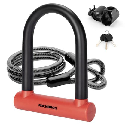 ROCKBROS Heavy Duty Anti Theft Bike U Lock for Bikes eBikes Motorcycles Scooters