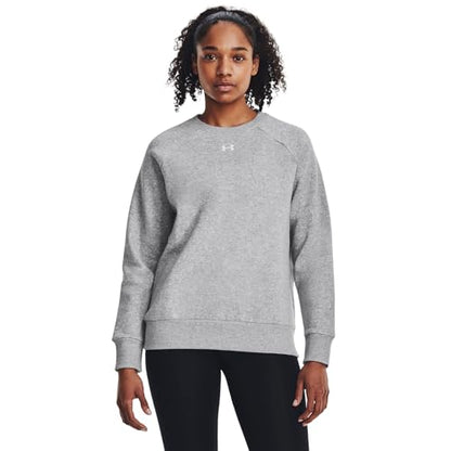Under Armour Women's Standard Rival Fleece Crew, (012) Mod Gray Light Heather / / White, Large