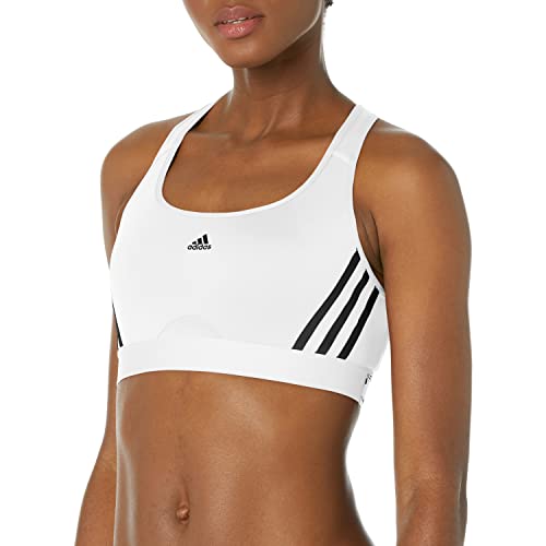 adidas Women's Standard Training Medium Support 3 Stripes Bra, White/Black, X-Large DD