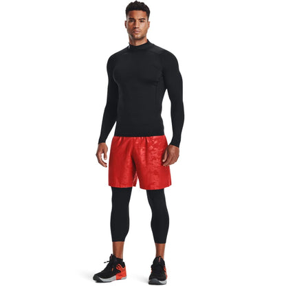 Under Armour Mens Heatgear Armour Mock Long Sleeve T-shirt , Black (001)/White , Large