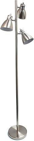 Simple Designs LF2007-BSN Metal 3 Light Tree Floor Lamp, Brushed Nickel