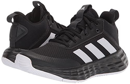 adidas Ownthegame 2.0 Basketball Shoe, Black/White/Carbon, 3.5 US Unisex Big Kid