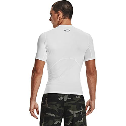 Under Armour mens Armour HeatGear Compression Short-Sleeve T-Shirt , White (100)/Black , Large