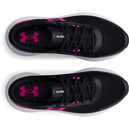 Under Armour Women's Surge 3 Running Shoe, (004) Black/Black/Rebel Pink, 8