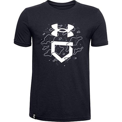 Under Armour Boys' Graphic T Camo Lockup , Black (001)/Steel , Youth Small