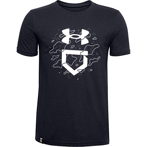 Under Armour Boys' Graphic T Camo Lockup , Black (001)/Steel , Youth Small