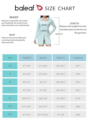 BALEAF Women's Long Beach Cover Up SPF UPF 50+ Jacket Hoodie Swim Shirt Long Sleeve Lightweight Pool Suit Clothing Pastel Blue XL