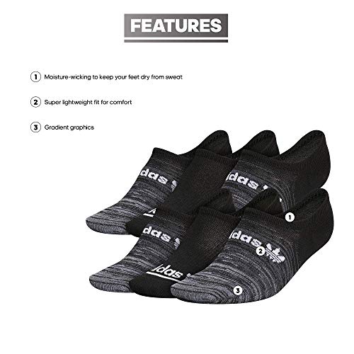 adidas Originals Women's Superlite Gradient Forum Logo Super No Show Socks (6-Pair), Black/Grey/White, Medium