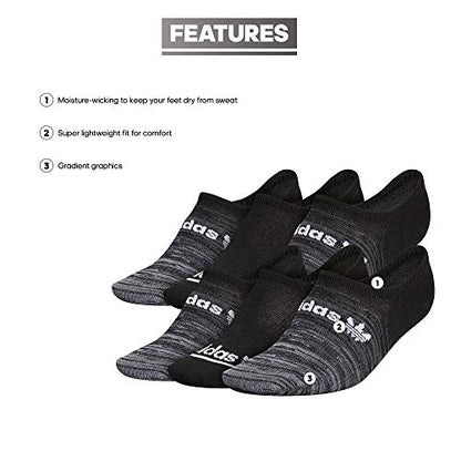 adidas Originals Women's Superlite Gradient Forum Logo Super No Show Socks (6-Pair), Black/Grey/White, Medium