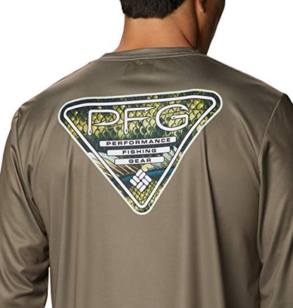 Columbia Men's Terminal Tackle PFG Fish Triangle Long Sleeve, Sage/Bass, XX-Large
