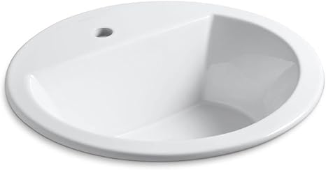 Kohler K-2714-1-0 Bryant Round Self-Rimming Bathroom Sink with Single-Hole Faucet Drilling, White, 1.375