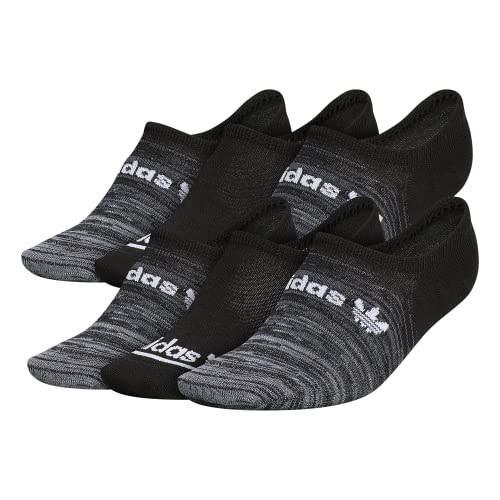 adidas Originals Women's Superlite Gradient Forum Logo Super No Show Socks (6-Pair), Black/Grey/White, Medium