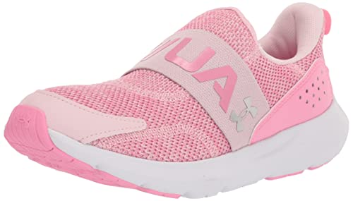Under Armour Girls Grade School Surge 3 Slip on Sneaker, (600) Prime Pink/Flamingo/Metallic Silver, 3.5 Big Kid