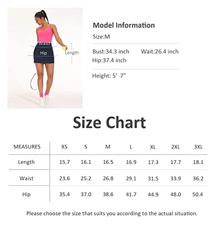 THE GYM PEOPLE Women's Golf Skort Tennis High Waist Lightweight Athletic Casual Skirts Built-in Shorts with 4 Pockets Black