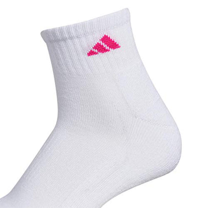 adidas Women's Athletic Cushioned 6-Pack Quarter, White,SolarRed,Pink,Purple,Green,Blue, Medium