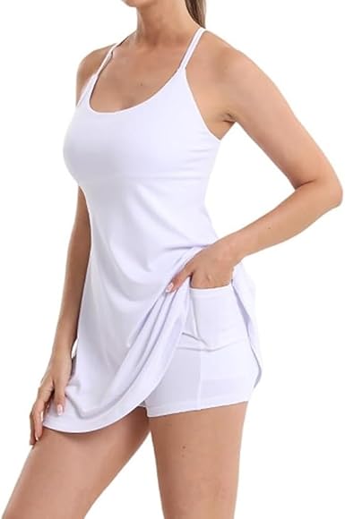 Tummy Control Backless Active Dress, Made for Movement & Easy Bathroom Breaks, Workout Dress with Shorts & Bra