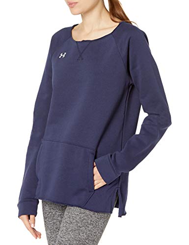 Under Armour Womens Hustle Fleece Crew Neck T-Shirt , Midnight Navy (410)/White , Medium