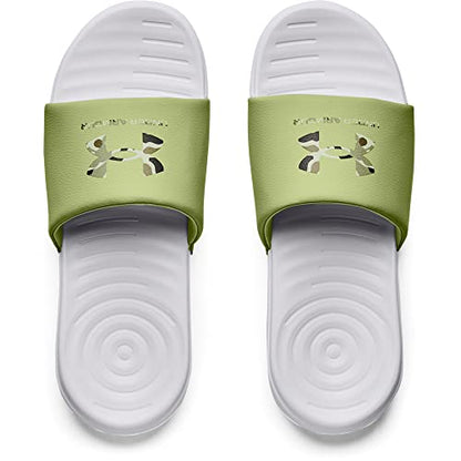 Under Armour Men's Ansa Graphic Logo Slide Sandal, White (100)/Sugar Mint, 11