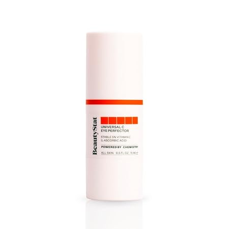 BeautyStat C Eye Perfector Dark Circle Reducing Vitamin C Eye Cream, Made in the USA with 5% L-Ascorbic Acid (Pure Vit C), Hyaluronic Acid - Hydrating, Firming (0.5oz / 15ml)