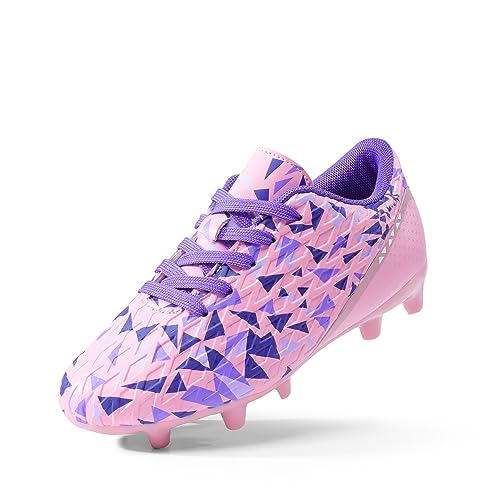 DREAM PAIRS Girls HZ19003K Soccer Football Cleats Shoes Pink Purple Size 1 M US Little Kid