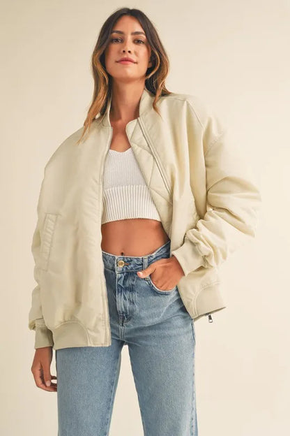 MABLE Back Ruched Utiltiy Bomber Jacket