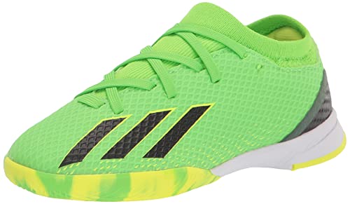adidas X Speedportal.3 Indoor Soccer Shoe, Solar Green/Solar Red/Solar Yellow, 1 US Unisex Little Kid