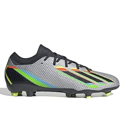 adidas mens X Speedportal.3 Firm Ground Soccer Cleats, Silver Metallic/Core Black/Solar Yellow, 7.5