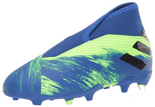 adidas Boy's Nemeziz 19.3 Laceless Firm Ground Soccer Shoe, Signal Green/Black/Team Royal Blue, 6 Little Kid