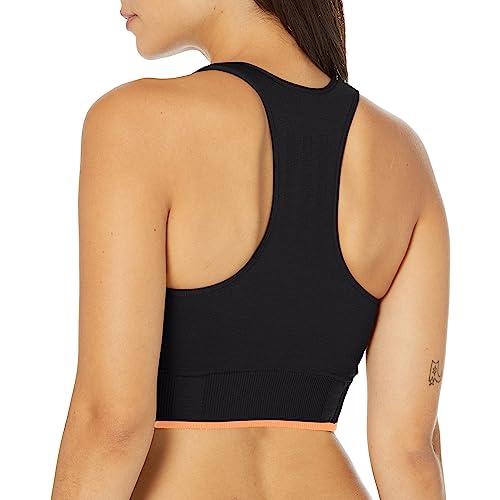 adidas Women's Running Medium Support Seamless Merino Bra, Black/Beam Orange, Large
