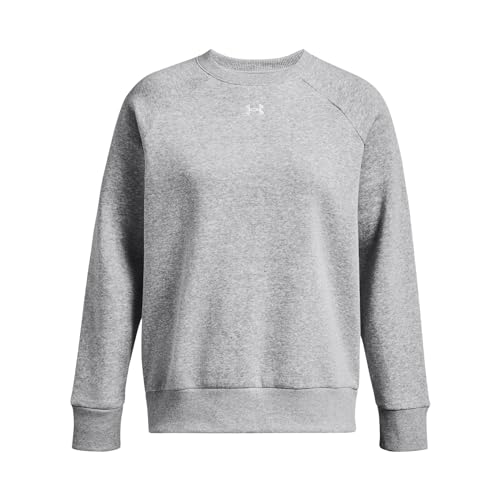 Under Armour Women's Standard Rival Fleece Crew, (012) Mod Gray Light Heather / / White, Large