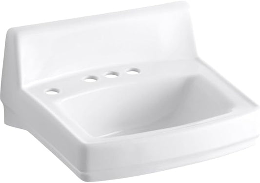 Kohler K-2032-L-0 Wall Mount Single Bowl Bathroom Sink White