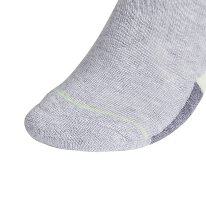 adidas Women's Cushioned II 3-Pack Low Cut, CoolLightHeather/GlowGreen/ClearLilacPurple, Medium