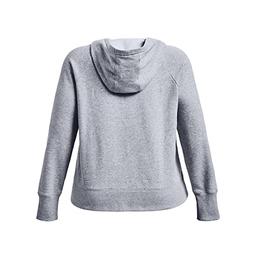 Under Armour Womens Rival Fleece HB Hoodie , (035) Steel Medium Heather / Black / Black , 3X
