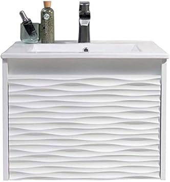 Blossom Paris 24 Inch White Bathroom Vanity with Sink, All Wood Floating Bathroom Vanity | 24 Inch (008 24 01 C, 24'' w/Sink)