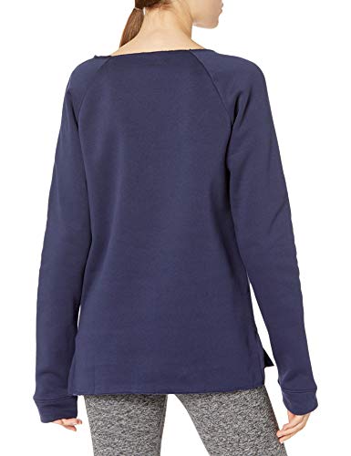 Under Armour Womens Hustle Fleece Crew Neck T-Shirt , Midnight Navy (410)/White , Medium
