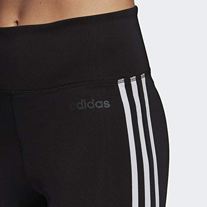 adidas Women's Designed 2 Move 3-Stripes High-Rise Long Tights, Black/White, Medium