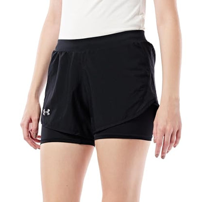 Under Armour Women's Fly By 2.0 2-in-1 Shorts , Black (001)/Reflective , Small