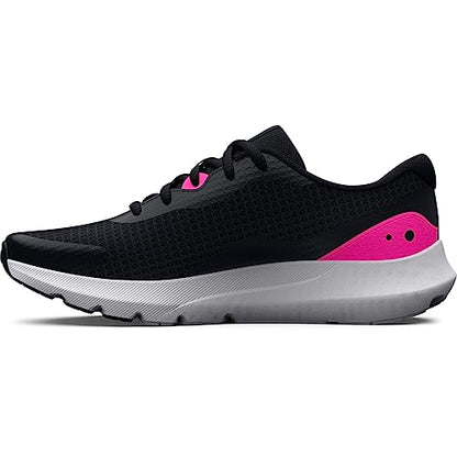 Under Armour Women's Surge 3 Running Shoe, (004) Black/Black/Rebel Pink, 8