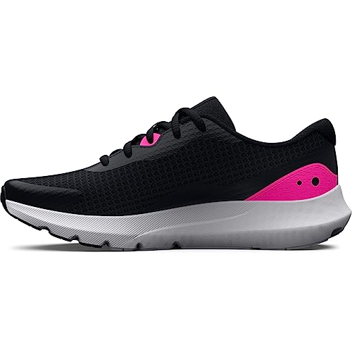 Under Armour Women's Surge 3 Running Shoe, (004) Black/Black/Rebel Pink, 8