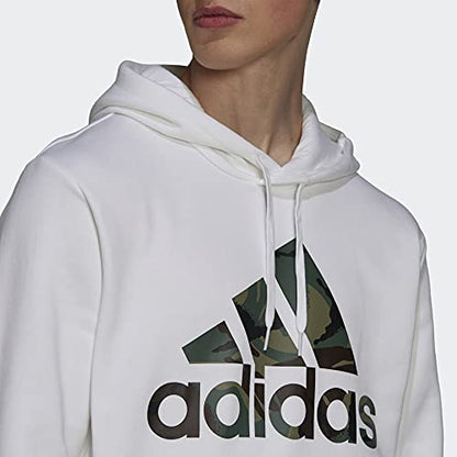 adidas Men's Tall Size Essentials Fleece Camo-Print Hoodie, White, Medium