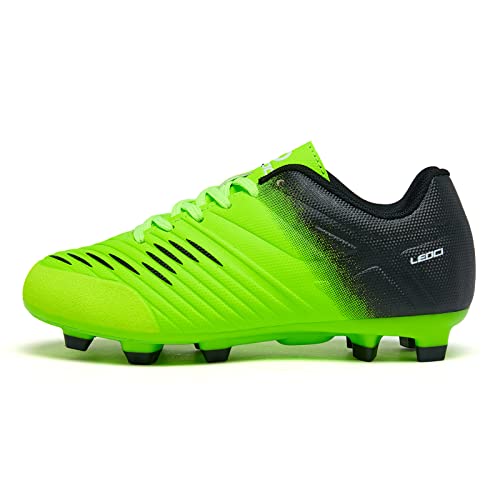 LEOCI Soccer Shoes for Boys Pink Soccer Cleats Breathable Athletic Toddler Black Football Boots for Outdoor Indoor Soccer Shoes for Girls AG/FG