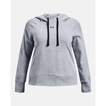 Under Armour Womens Rival Fleece HB Hoodie , (035) Steel Medium Heather / Black / Black , 3X