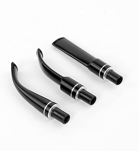 OLD FOX Pipe Stem Replacement Black Bent Saddle Mouthpiece Combination Double Ring Decoration Fit 9mm Carbon Filters BE0042/52/67
