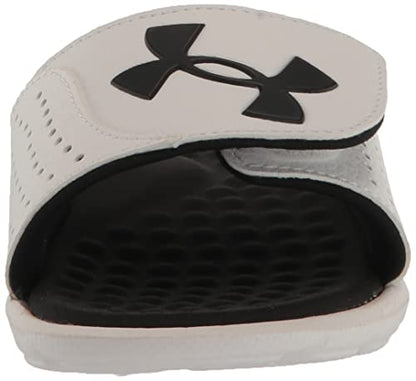 Under Armour boys Ignite Pro Slide Sandal, (101) White/White/Black, 5 Big Kid US
