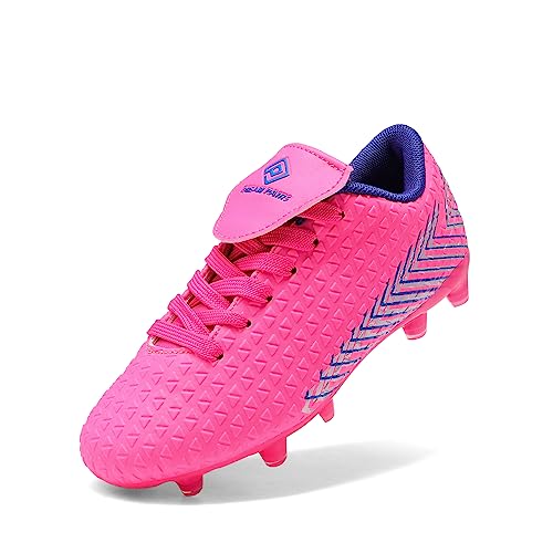 DREAM PAIRS Girls Mega-2k Soccer Cleats Football Shoes Fuchsia Royal Blue Size 2 Little Kid