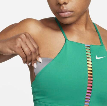 Nike Women's Indy Rainbow Ladder LS Padded High-Neck Sports Bra (X-Small)