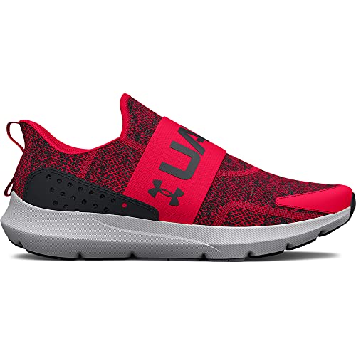 Under Armour Boy's Grade School Surge 3 Slip On Running Shoe, (600) Red/Black/Black, 3.5 Big Kid