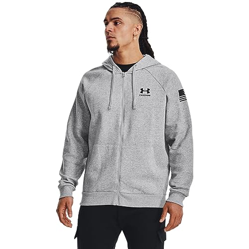 Under Armour Men's Standard Freedom Full Zip Hoodie, (011) Mod Gray Light Heather / / Black, Large