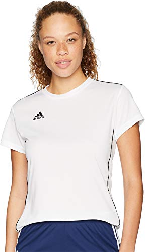 adidas Women's Core 18 AEROREADY Primegreen Regular Fit Soccer Short Sleeve Jersey, White/Black, Small