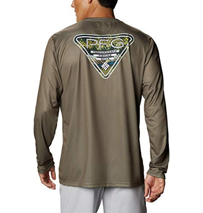 Columbia Men's Terminal Tackle PFG Fish Triangle Long Sleeve, Sage/Bass, XX-Large